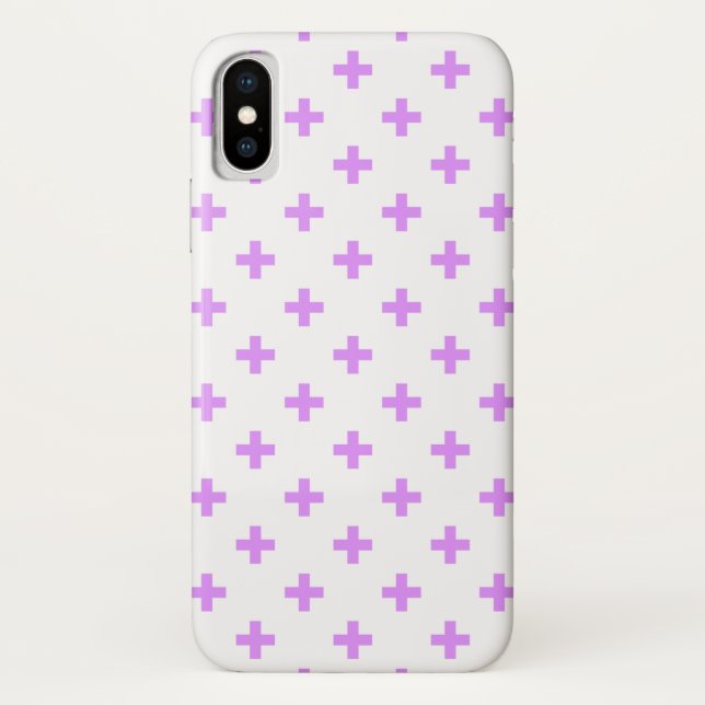 Lilac polka crosses on white Case-Mate iPhone case (Back)