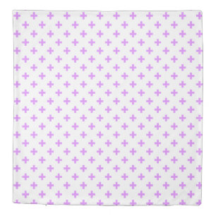 Lilac polka crosses on white duvet cover