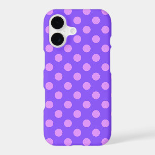 Lilac polka dots on periwinkle iPhone 17 case