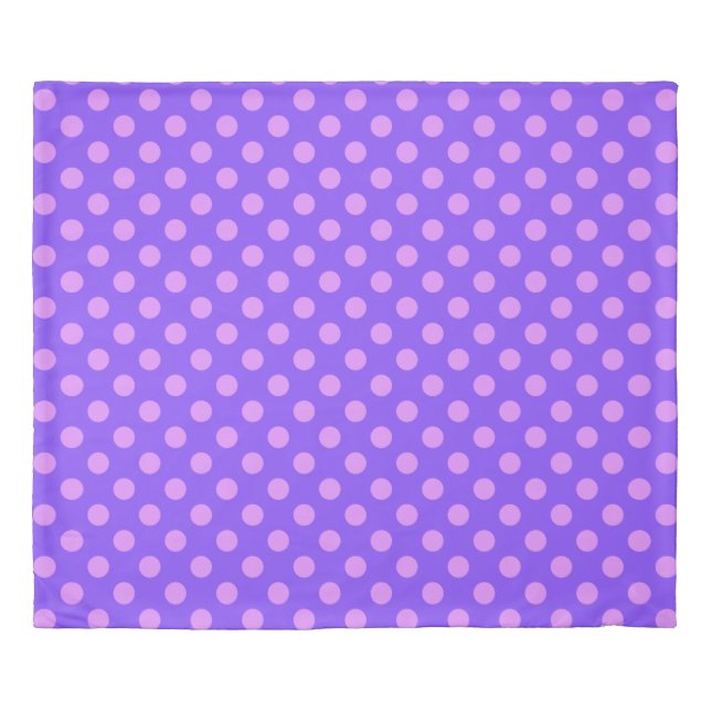 Lilac polka dots on periwinkle duvet cover (Front)