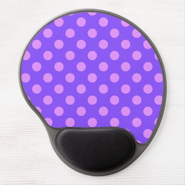 Lilac polka dots on periwinkle gel mouse pad (Front)