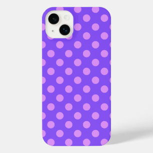Lilac polka dots on periwinkle iPhone 14 plus case