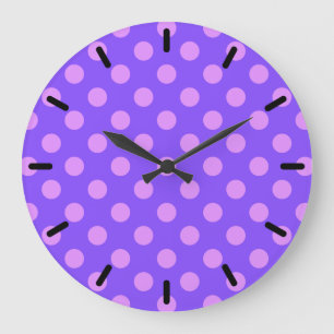 Lilac polka dots on periwinkle large clock