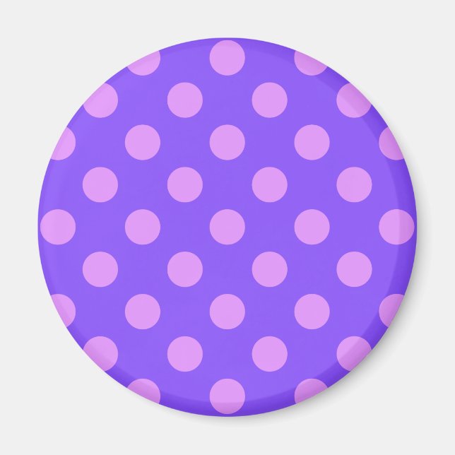 Lilac polka dots on periwinkle magnet (Front)
