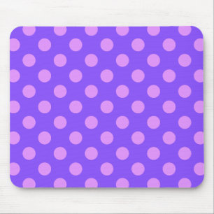 Lilac polka dots on periwinkle mouse pad
