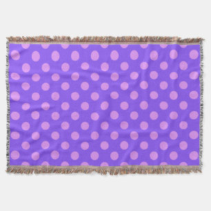 Lilac polka dots on periwinkle throw blanket