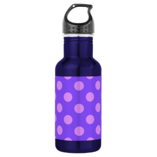 Lilac polka dots on periwinkle water bottle