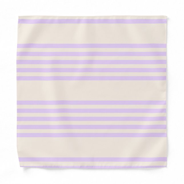 Lilac purple and beige five stripes pattern bandana (Front)
