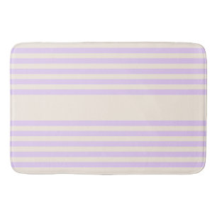 Lilac purple and beige five stripes pattern bath mat