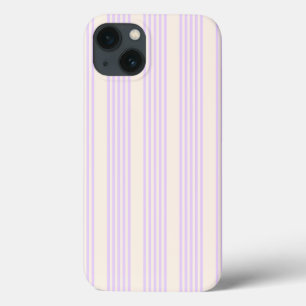 Lilac purple and beige five stripes pattern iPhone 13 case