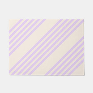 Lilac purple and beige five stripes pattern doormat