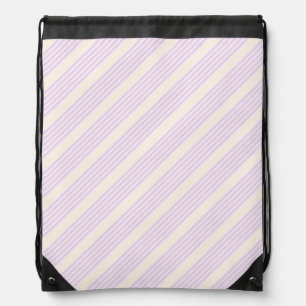 Lilac purple and beige five stripes pattern drawstring bag