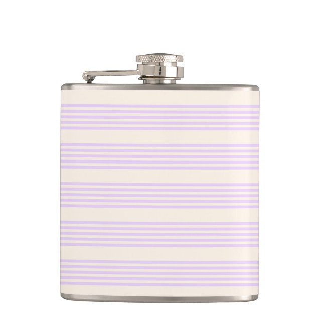 Lilac purple and beige five stripes pattern flask (Front)