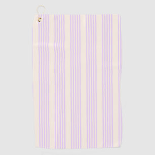 Lilac purple and beige five stripes pattern golf towel