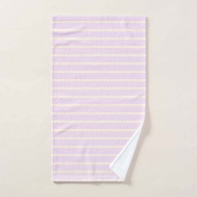 Lilac purple and beige five stripes pattern hand towel  (Hand Towel)