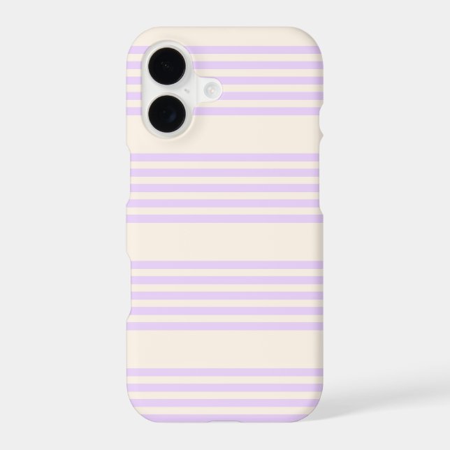 Lilac purple and beige five stripes pattern iPhone case (Back)