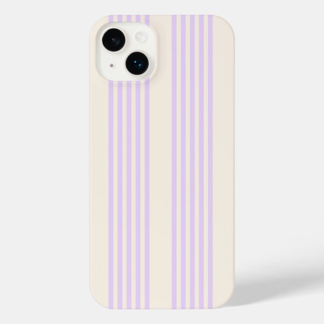 Lilac purple and beige five stripes pattern iPhone case (Back)