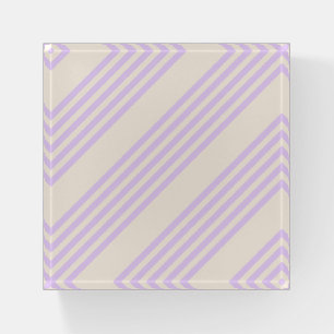 Lilac purple and beige five stripes pattern paperweight