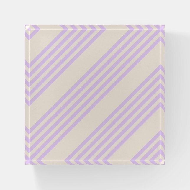 Lilac purple and beige five stripes pattern paperweight (Front)