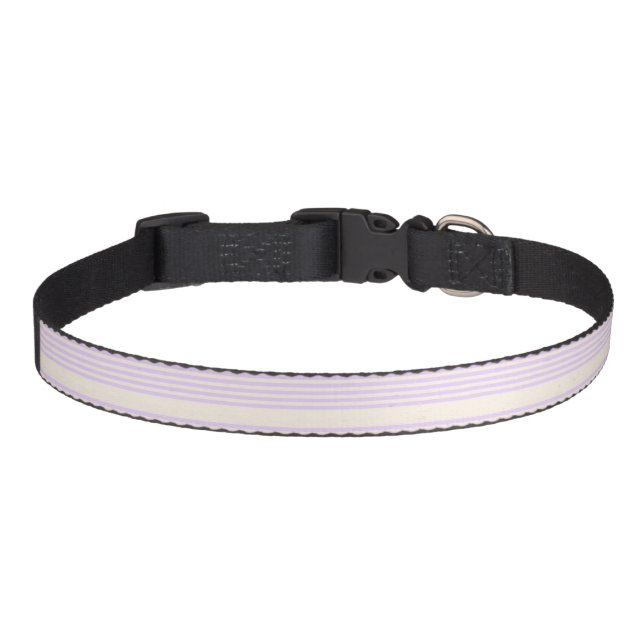 Lilac purple and beige five stripes pattern pet collar (Front)