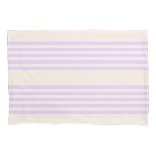 Lilac purple and beige five stripes pattern pillow case (Front)