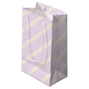 Lilac purple and beige five stripes pattern small gift bag