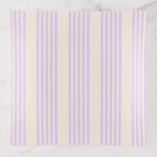 Lilac purple and beige five stripes pattern trinket tray