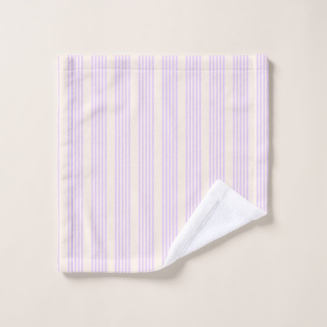 Lilac purple and beige five stripes pattern wash cloth (Wash Cloth)