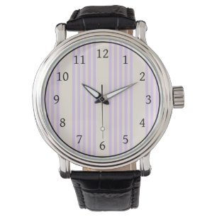 Lilac purple and beige five stripes pattern watch