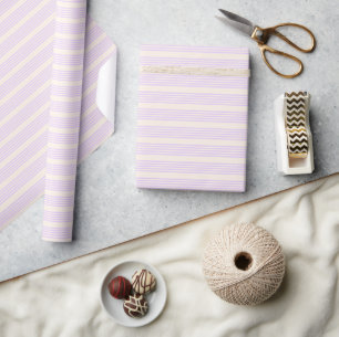 Lilac purple and beige five stripes pattern wrapping paper