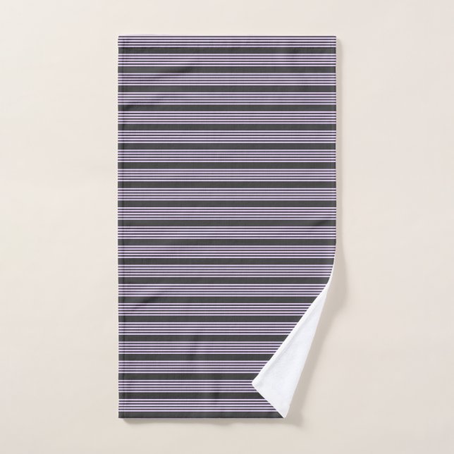 Lilac purple and charcoal five stripes pattern hand towel  (Hand Towel)