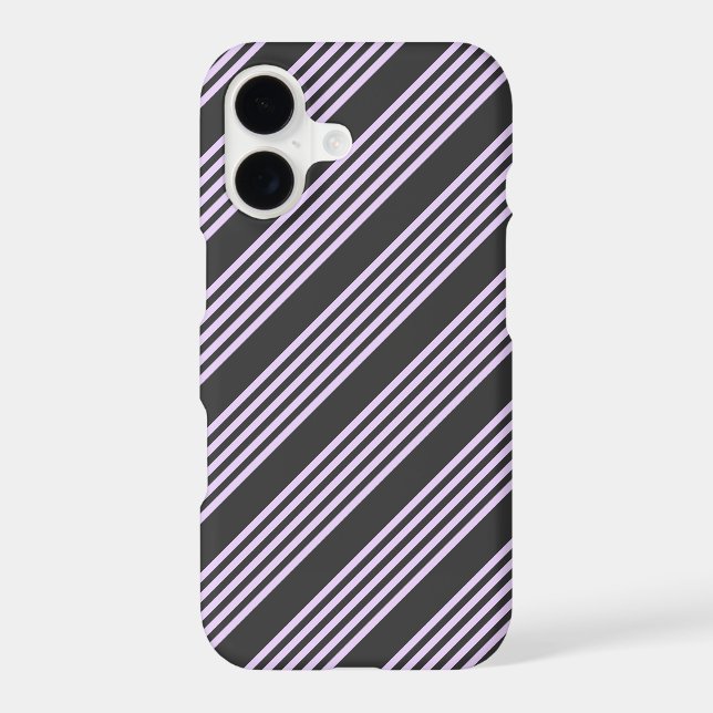 Lilac purple and charcoal five stripes pattern iPhone case (Back)