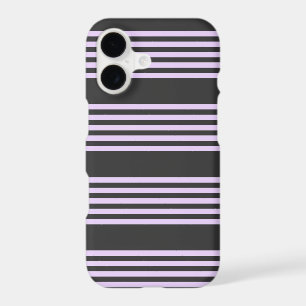 Lilac purple and charcoal five stripes pattern iPhone 17 case