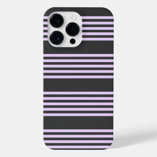 Lilac purple and charcoal five stripes pattern iPhone 14 pro max case