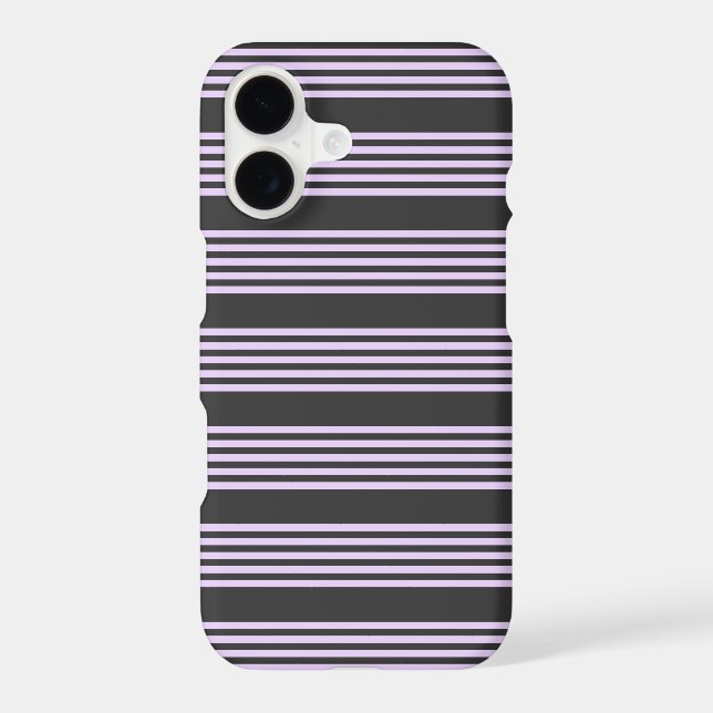 Lilac purple and charcoal five stripes pattern iPhone case (Back)