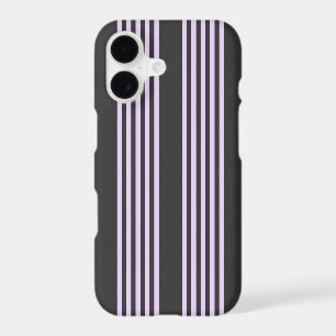 Lilac purple and charcoal five stripes pattern iPhone 17 case