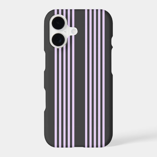 Lilac purple and charcoal five stripes pattern iPhone case (Back)