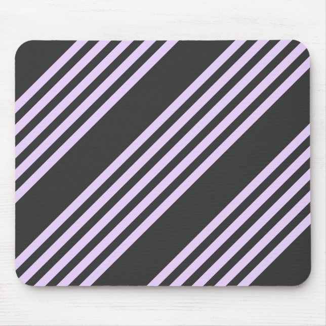 Lilac purple and charcoal five stripes pattern mouse pad (Front)