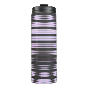 Lilac purple and charcoal five stripes pattern thermal tumbler