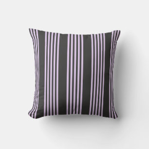 Lilac purple and charcoal five stripes pattern throw pillow