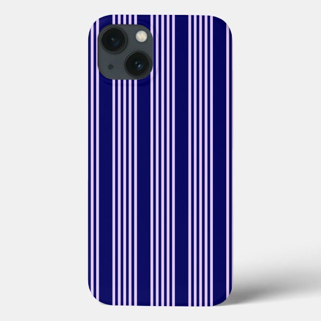 Lilac purple and navy blue five stripes pattern Case-Mate iPhone case (Back)