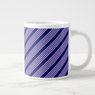 Lilac purple and navy blue five stripes pattern giant coffee mug