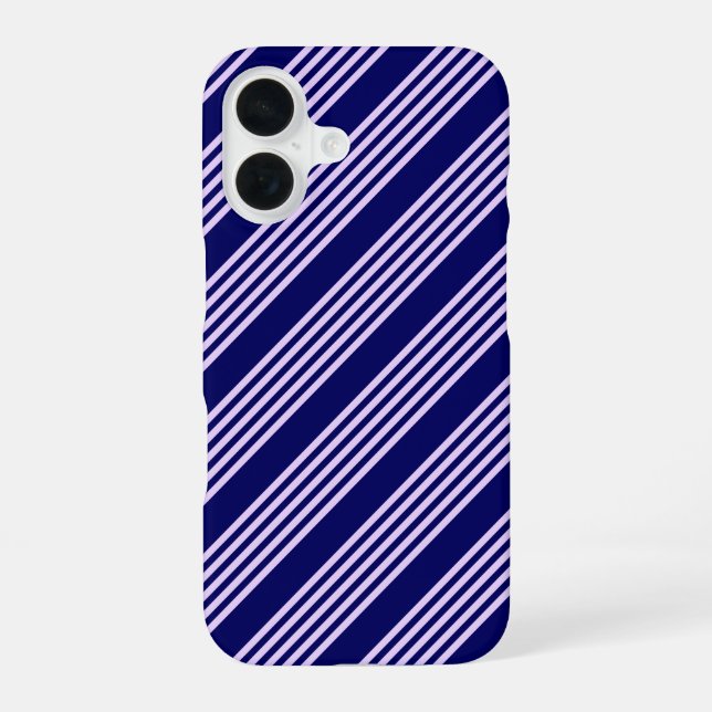 Lilac purple and navy blue five stripes pattern iPhone case (Back)