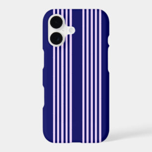 Lilac purple and navy blue five stripes pattern iPhone 17 case