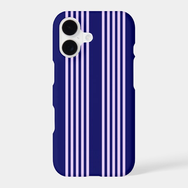 Lilac purple and navy blue five stripes pattern iPhone case (Back)