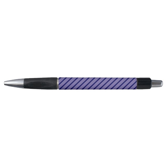 Lilac purple and navy blue five stripes pattern pen (Front)