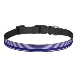 Lilac purple and navy blue five stripes pattern pet collar