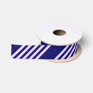 Lilac purple and navy blue five stripes pattern satin ribbon