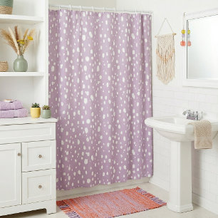 Lilac Purple and White Abstract Dots Shower Curtain