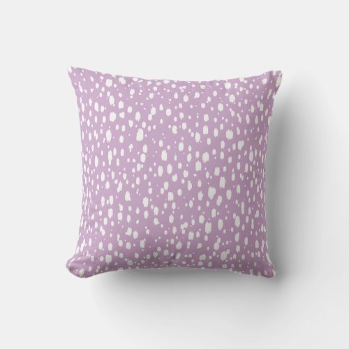 Lilac Purple and White Abstract Scattered Dots Throw Pillow